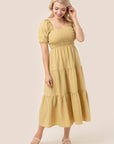 Lilou Tiered Long Dress with Puff Sleeves