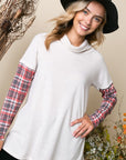 e Luna Plaid Mixed Turtleneck Top