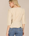 Lilou 3/4 Sleeve Front Button Blouse