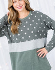 e Luna PLUS Polka Dot Solid Colorblock Top