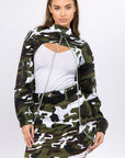 American Bazi Camouflage Cropped Jacket with Chains