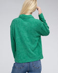 Zenana Brushed Melange Hacci Collared Sweater