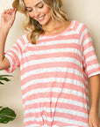 e Luna Striped Front Tie Top