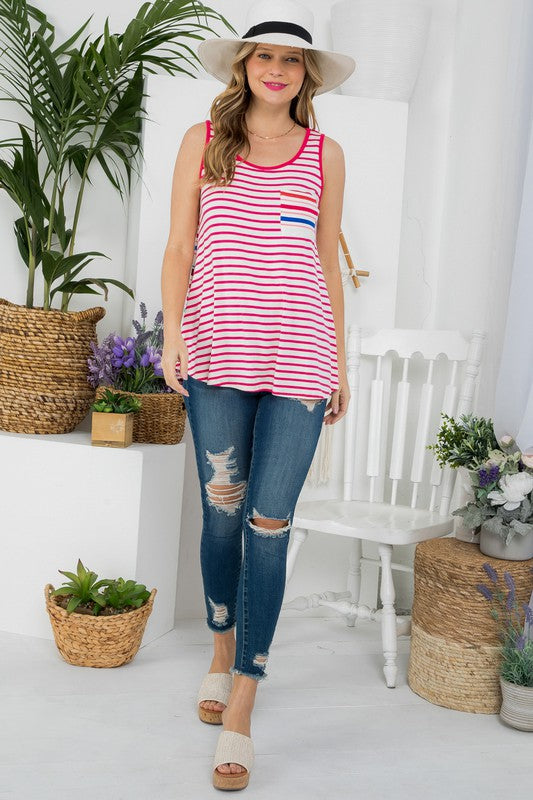 e Luna PLUS Mixed Striped Tank Top