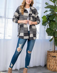 e Luna PLUS Fuzzy Plaid Button Down Shacket