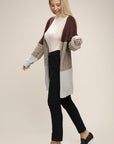 Color Block Open Front  Cardigan