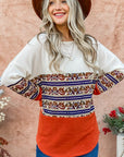 And The Why Ethnic Print Color Block Top