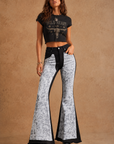 GJG Denim Rodeo Bell Bottom Jeans in Black & Silver