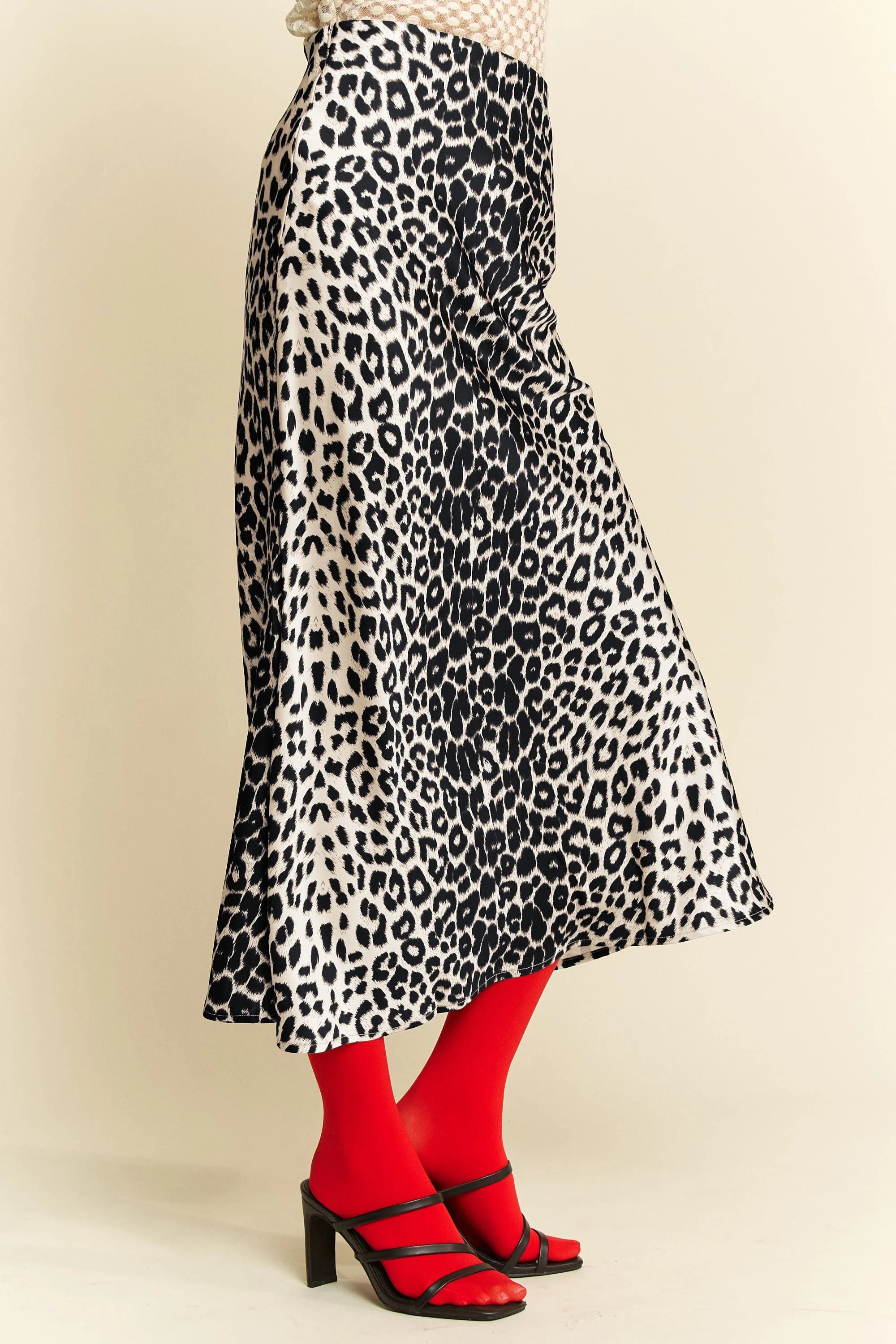 Davi & Dani Leopard Animal Print Long Length Skirt