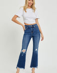 RISEN High Rise Distressed Crop Flare Jeans