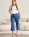 RFM Crop Chloe Full Size Tummy Control High Waist Raw Hem Jeans