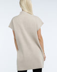 ZENANA Mock Neck Short Sleeve Sweater Dress with Pocket