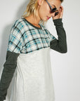 e Luna Plaid Mixed Colorblock Top