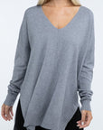 ZENANA Hi-Low Hem Front Seam Sweater