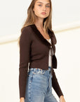 HYFVE Miss Mesmerize Fur Trim Ribbed Cardigan - Online Only