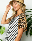 e Luna Striped Animal Flare V-Neck Top