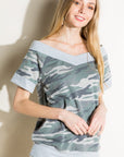 e Luna French Terry Camouflage Print Top