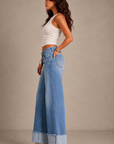 GJG Denim Golden Girl Low-Rise Wide-Leg Jeans — Medium Wash