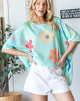 HOPELY Floral Waffle Oversize T-Shirt