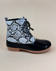 Lace Up Winter Rain Boot in Animal Print