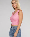 Zenana Ribbed Scoop Neck Cropped Sleeveless Top