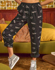 Jade By Jane Smiley Face Pattern Baggy Casual Pants