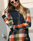 e Luna PLUS Plaid Mixed Hoodie Sweatshirt