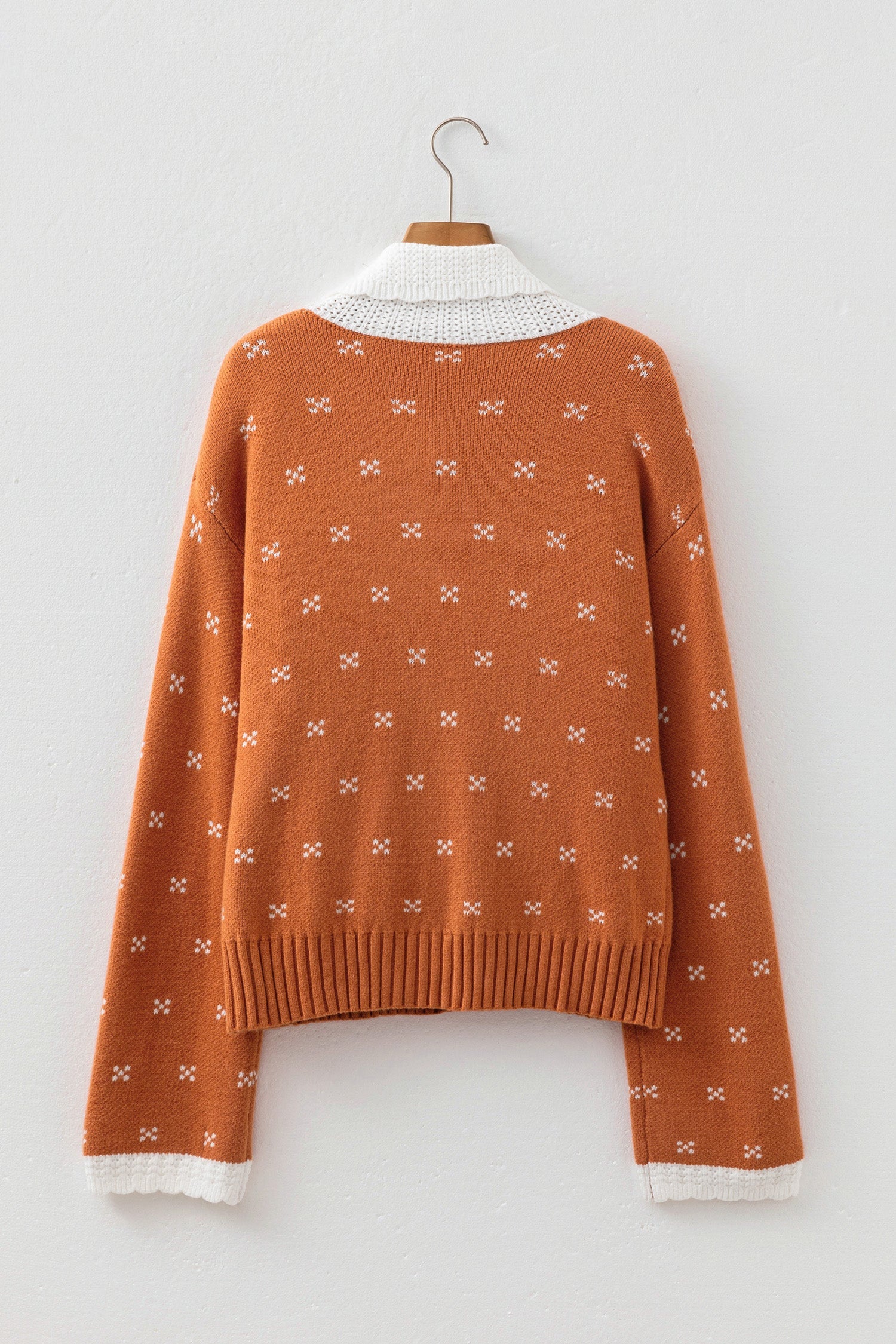 Colorblock Peter Pan Collar Long Sleeve Buttoned Cardigan