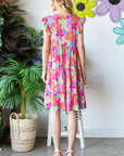 Heimish Full Size Floral Cap Sleeve Tiered Dress