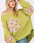 SAGE + FIG Daisy Patch Applique Long Sleeve Sweatshirt