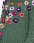 Savita Knitted Crochet Flower Sweater