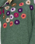 Savita Knitted Crochet Flower Sweater