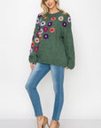 Savita Knitted Crochet Flower Sweater