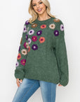 Savita Knitted Crochet Flower Sweater