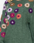 Savita Knitted Crochet Flower Sweater