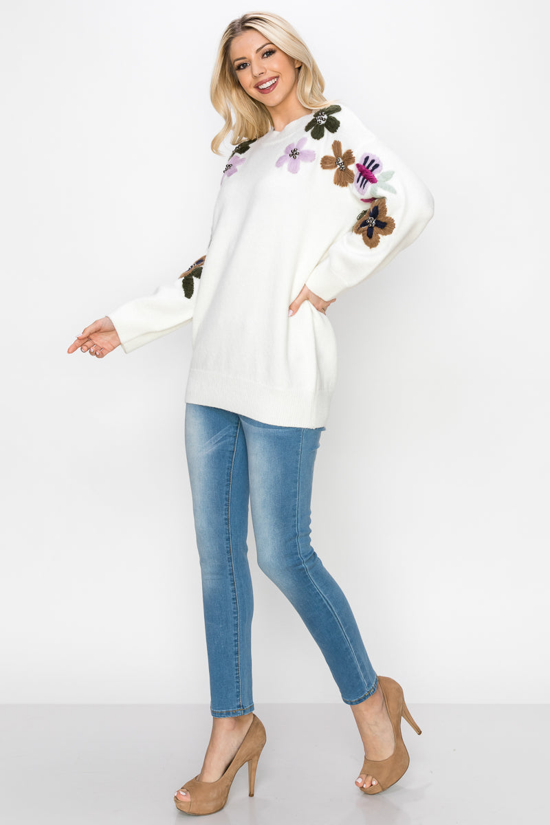 Scout Knitted Crochet Flower Sweater