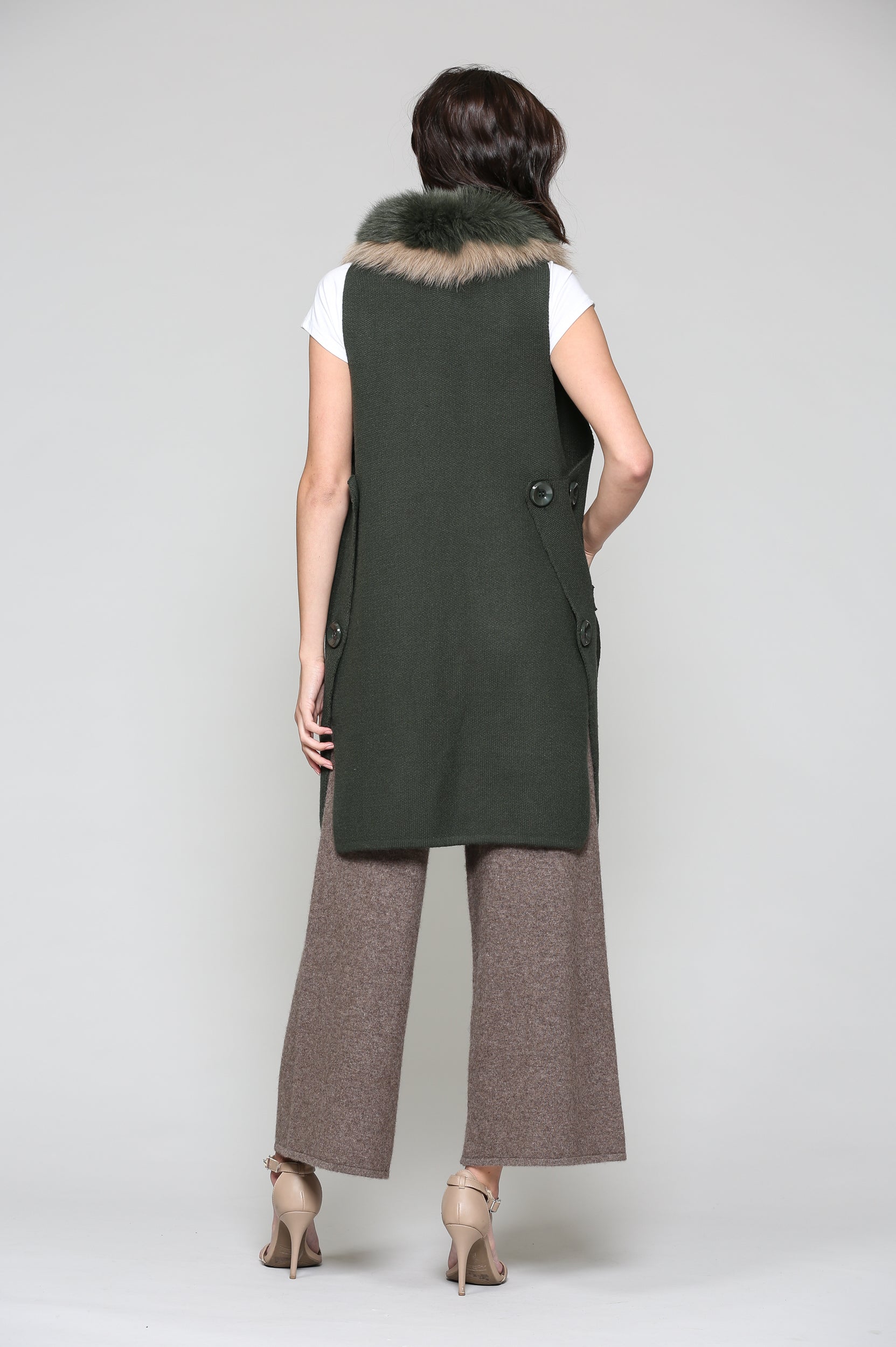 Selma Knitted Sweater Vest with Detachable Faux Fur