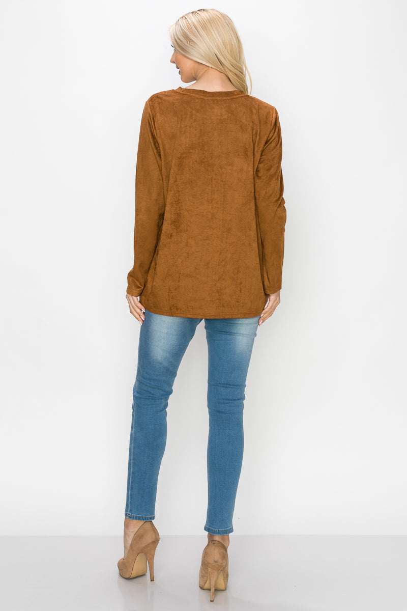 Aldis Stretch Suede Stitched Top