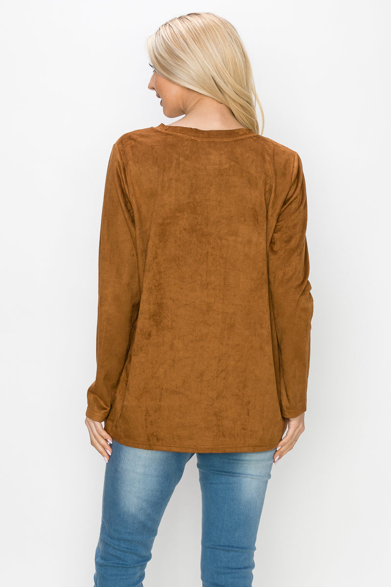 Aldis Stretch Suede Stitched Top