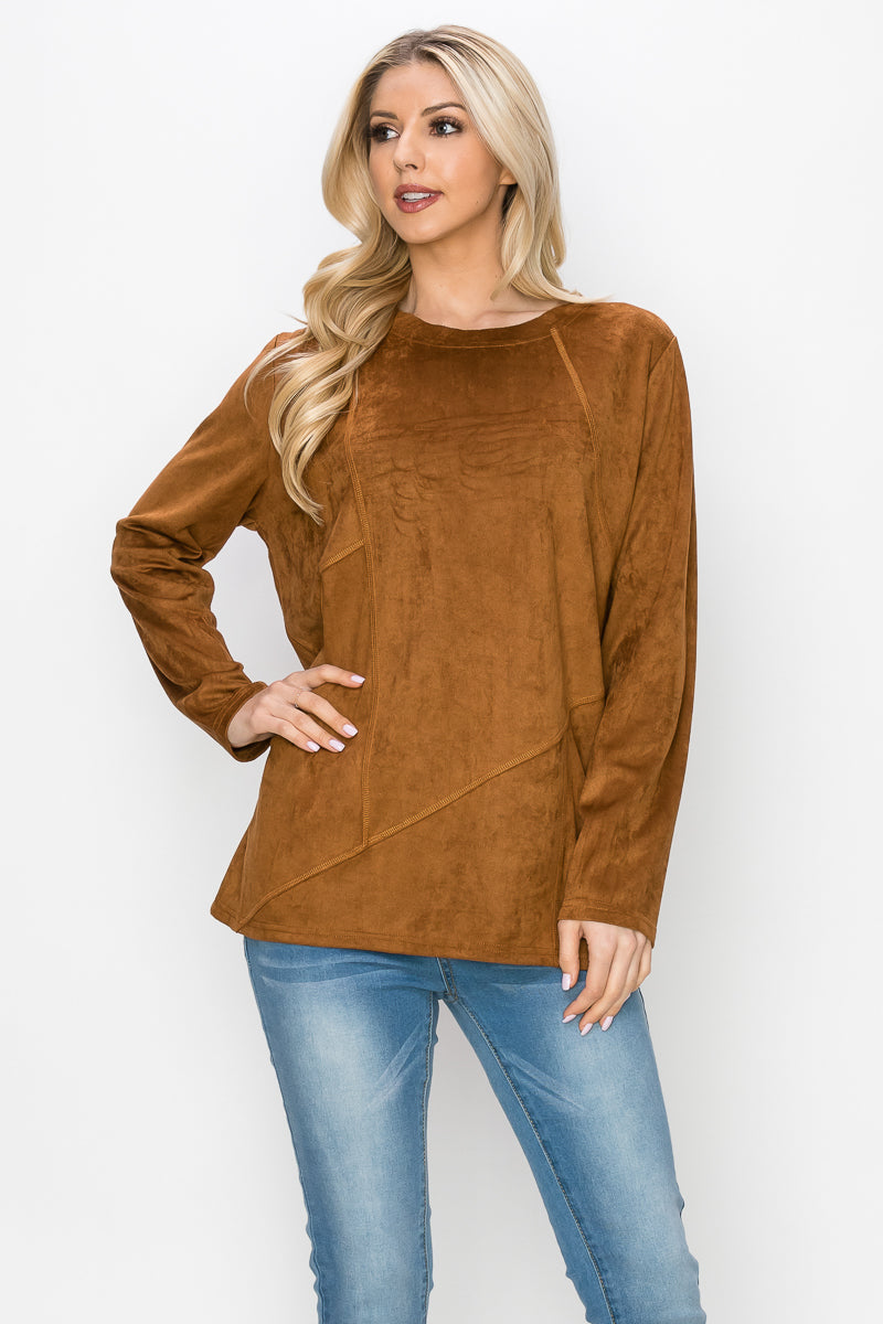 Aldis Stretch Suede Stitched Top