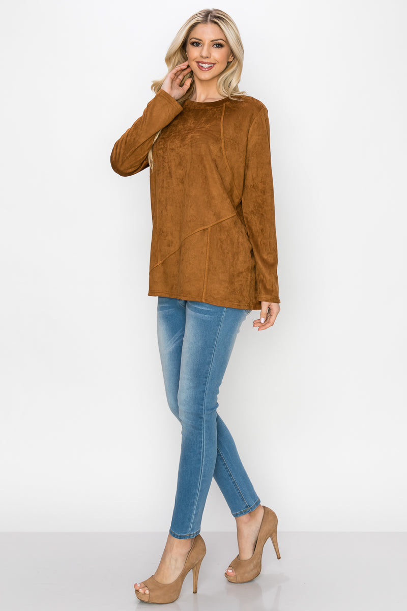 Aldis Stretch Suede Stitched Top