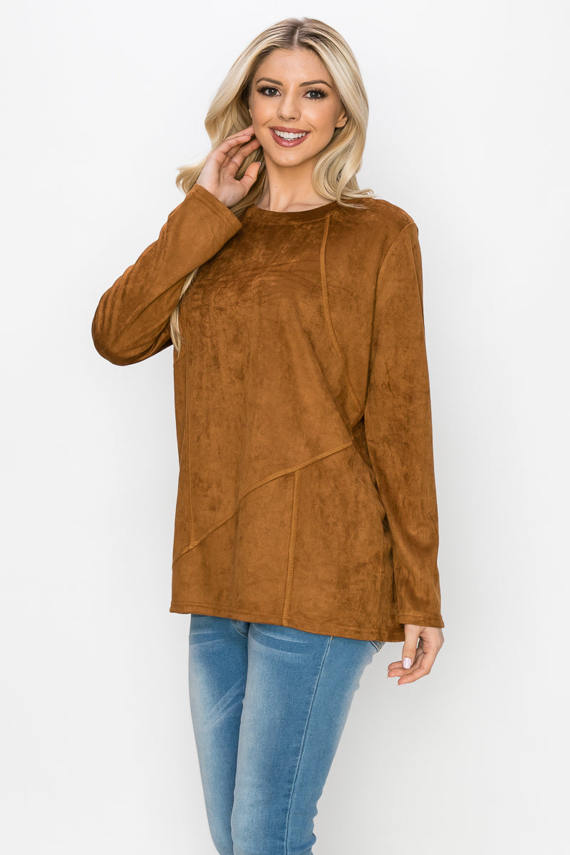 Aldis Stretch Suede Stitched Top