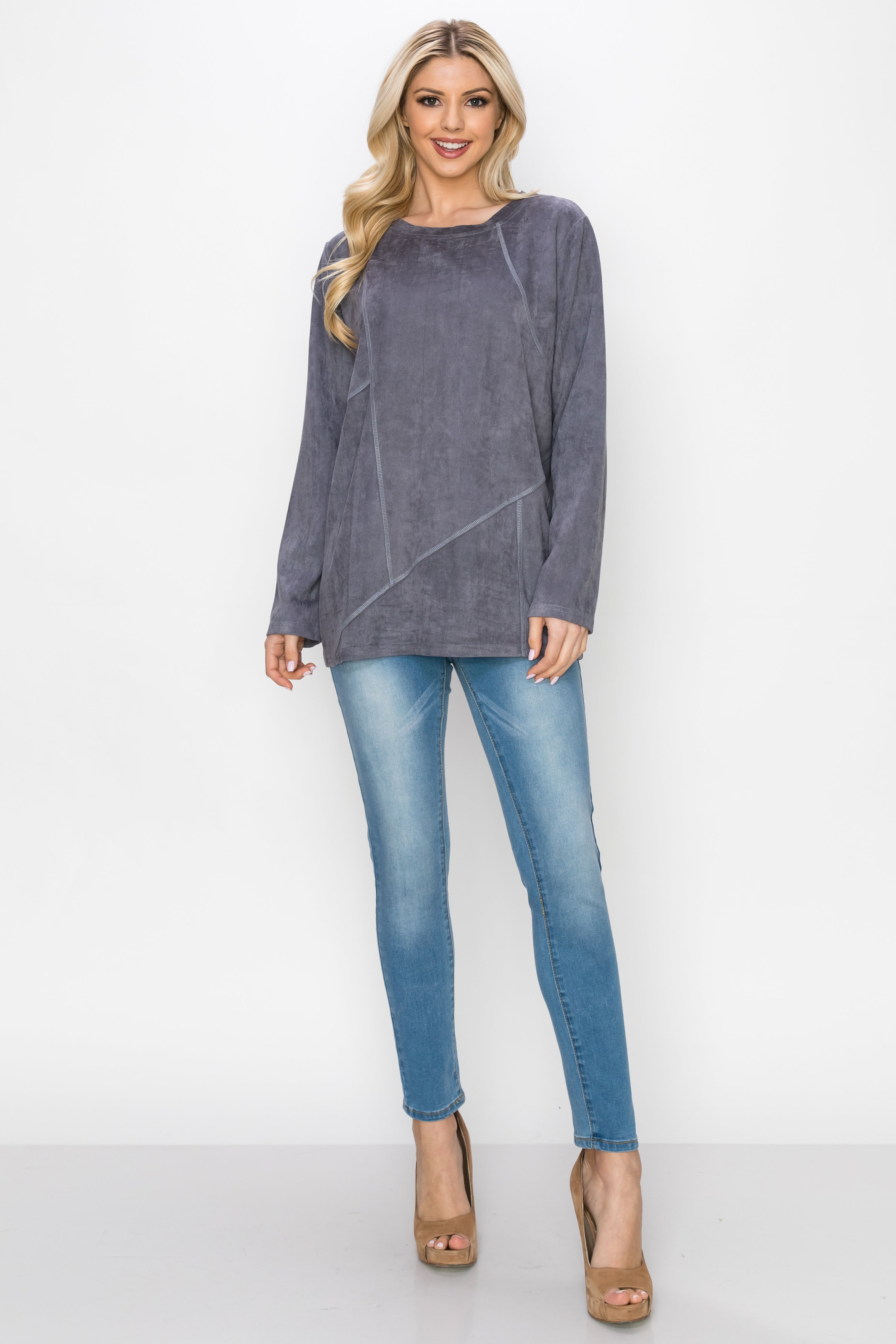 Aldis Stretch Suede Stitched Top