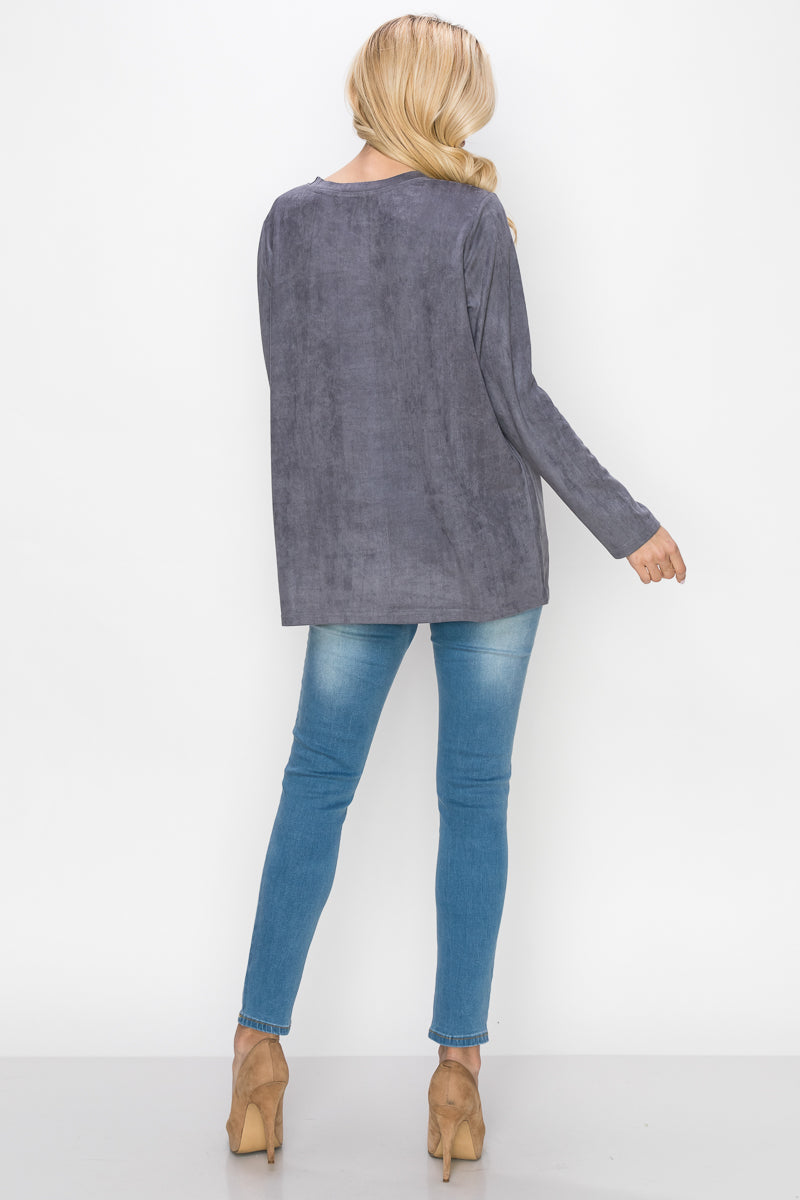 Aldis Stretch Suede Stitched Top