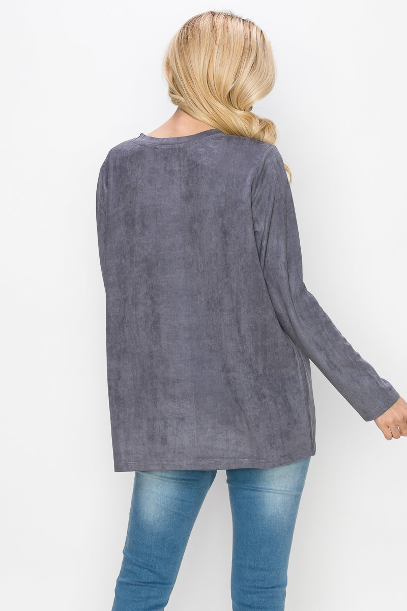 Aldis Stretch Suede Stitched Top