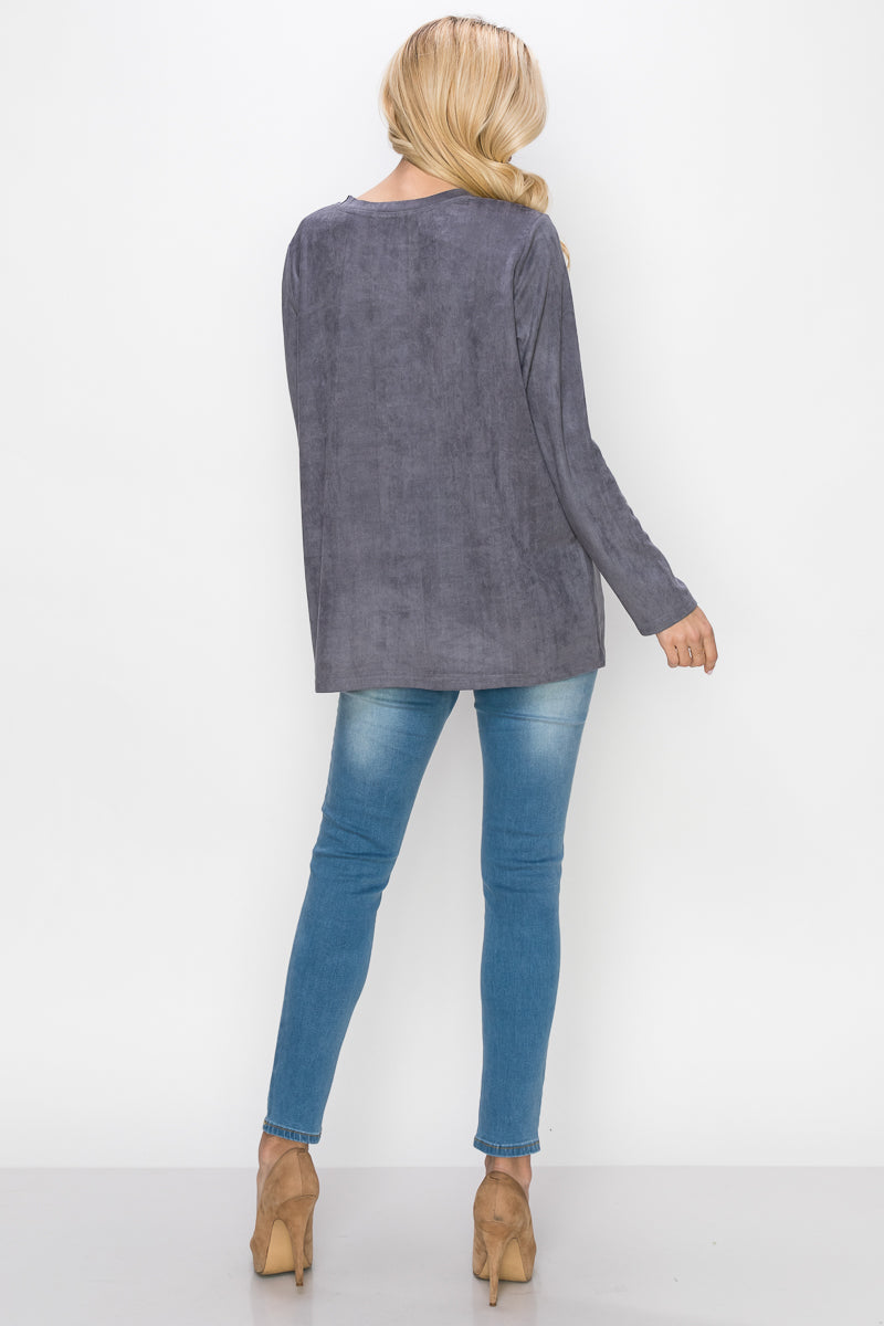 Aldis Stretch Suede Stitched Top