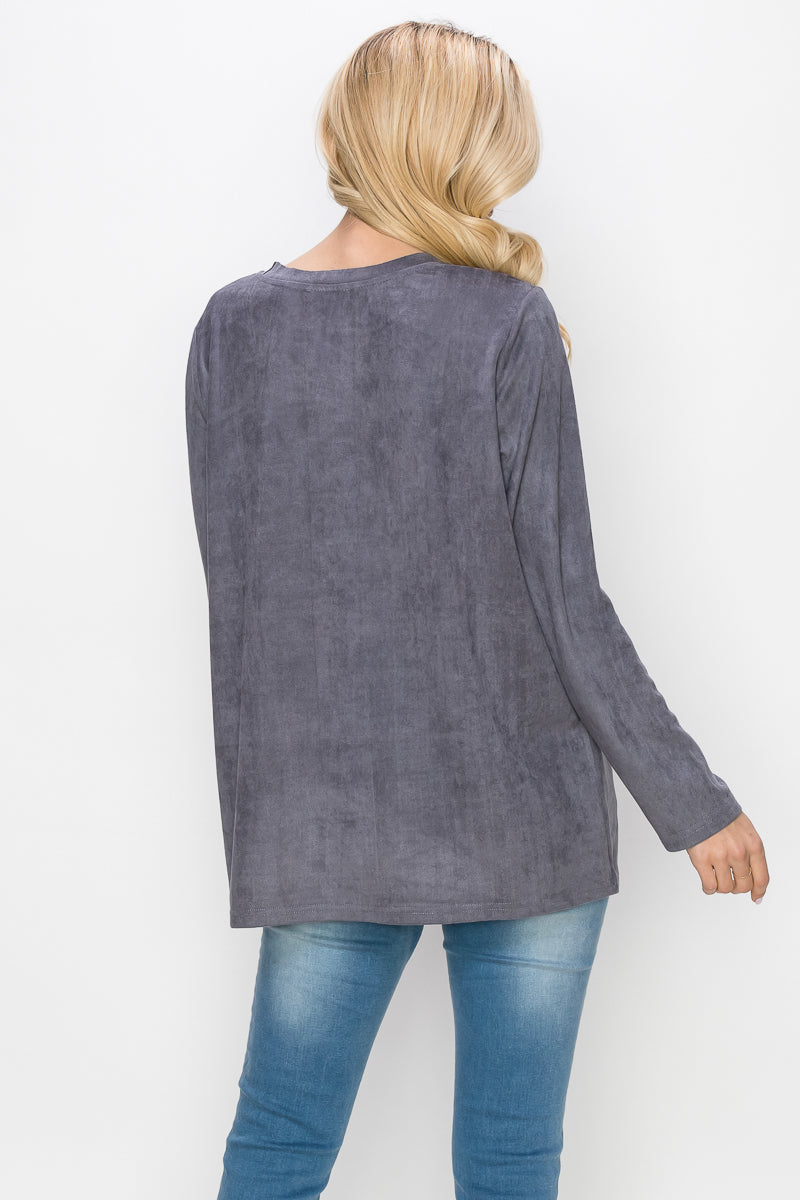 Aldis Stretch Suede Stitched Top