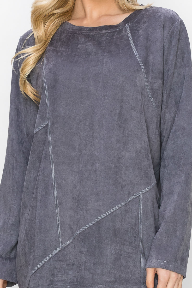 Aldis Stretch Suede Stitched Top