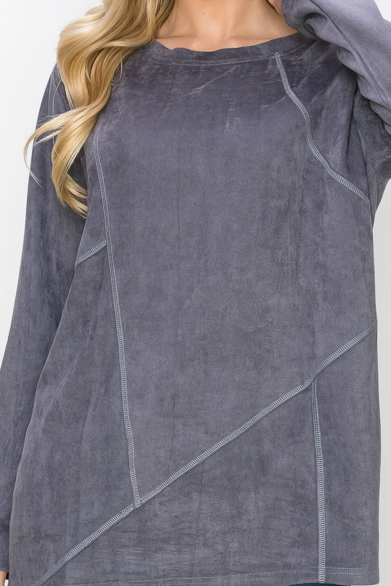 Aldis Stretch Suede Stitched Top