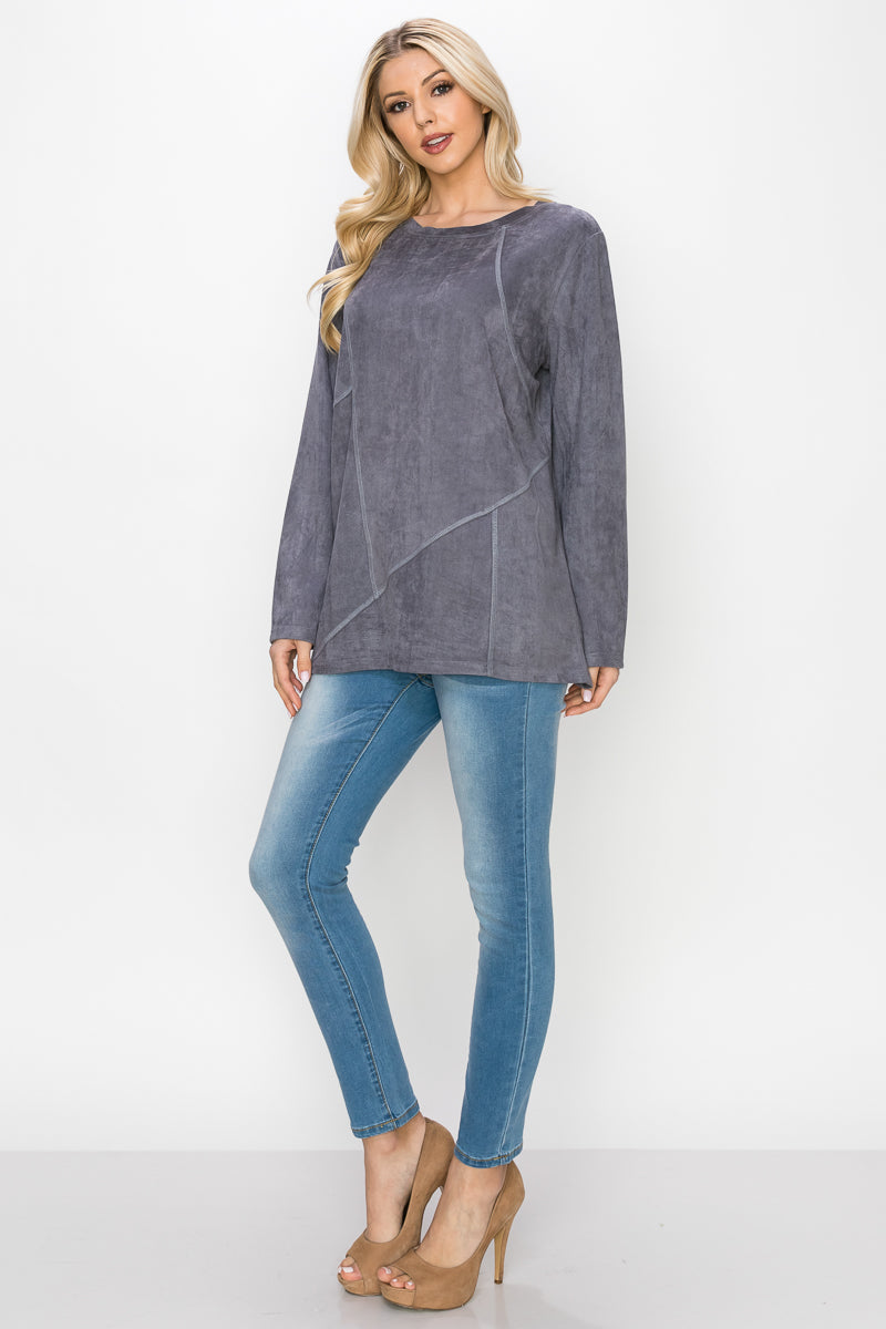 Aldis Stretch Suede Stitched Top